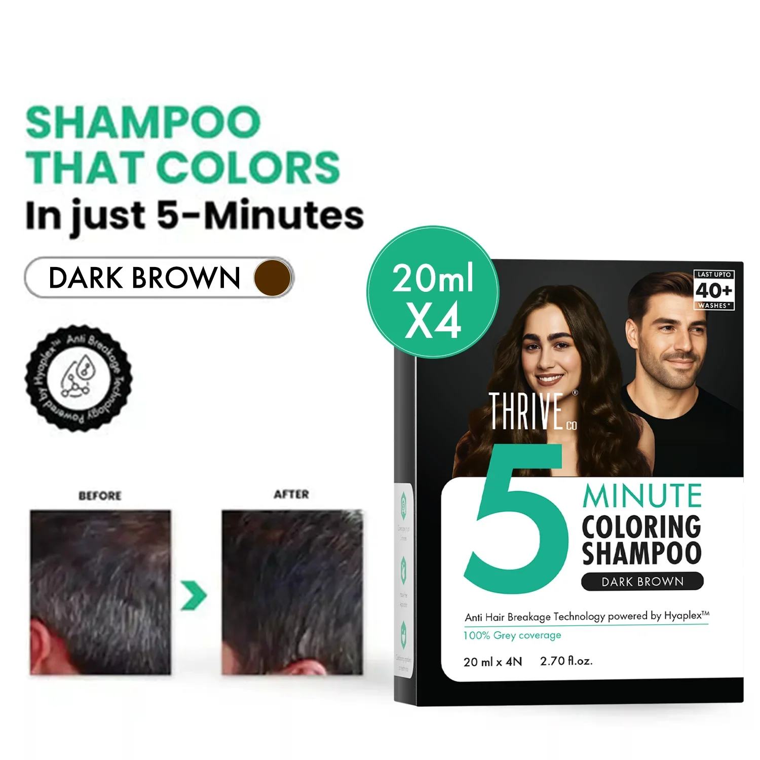 Dark Brown Coloring Shampoo, 80ml - Image 3